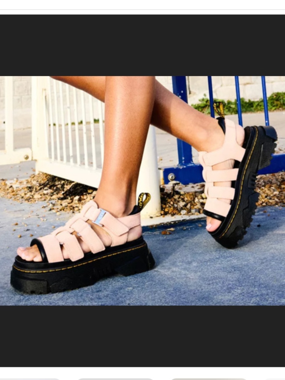 Dr. Martens Doc Martens Mattison 3S Powder Pink Suede Leather Platform Sandals 7
